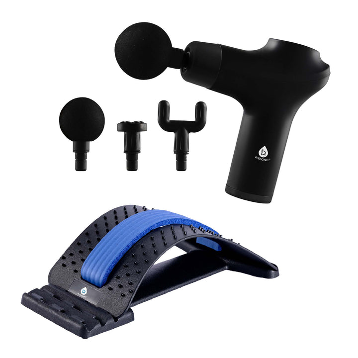 Relax & Restore Bundle: Multi-Level Back Stretcher & 3-Speed Massage Gun